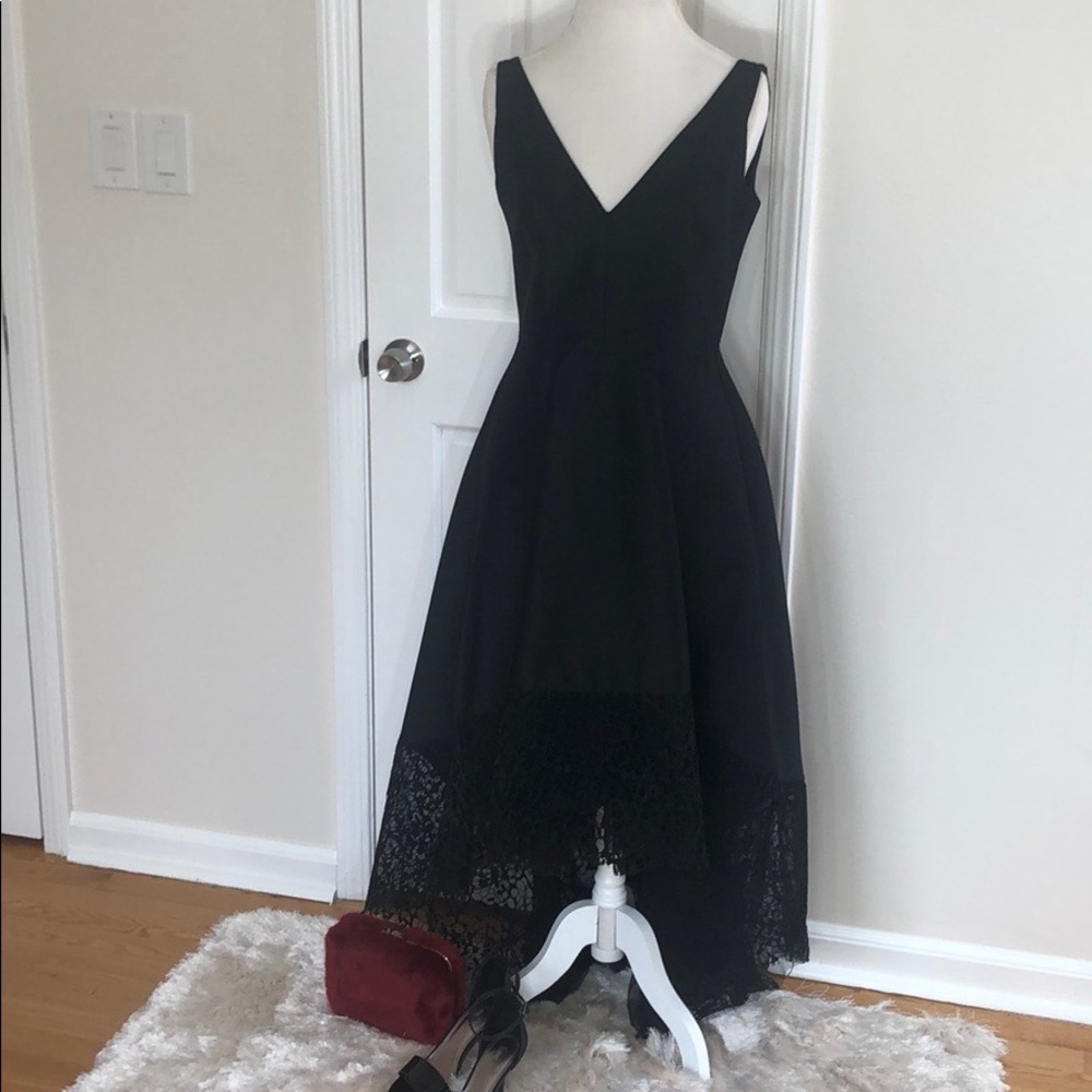 New! Black Betsy & Adam High-Low Ballgown Dress - Picture 4 of 5
